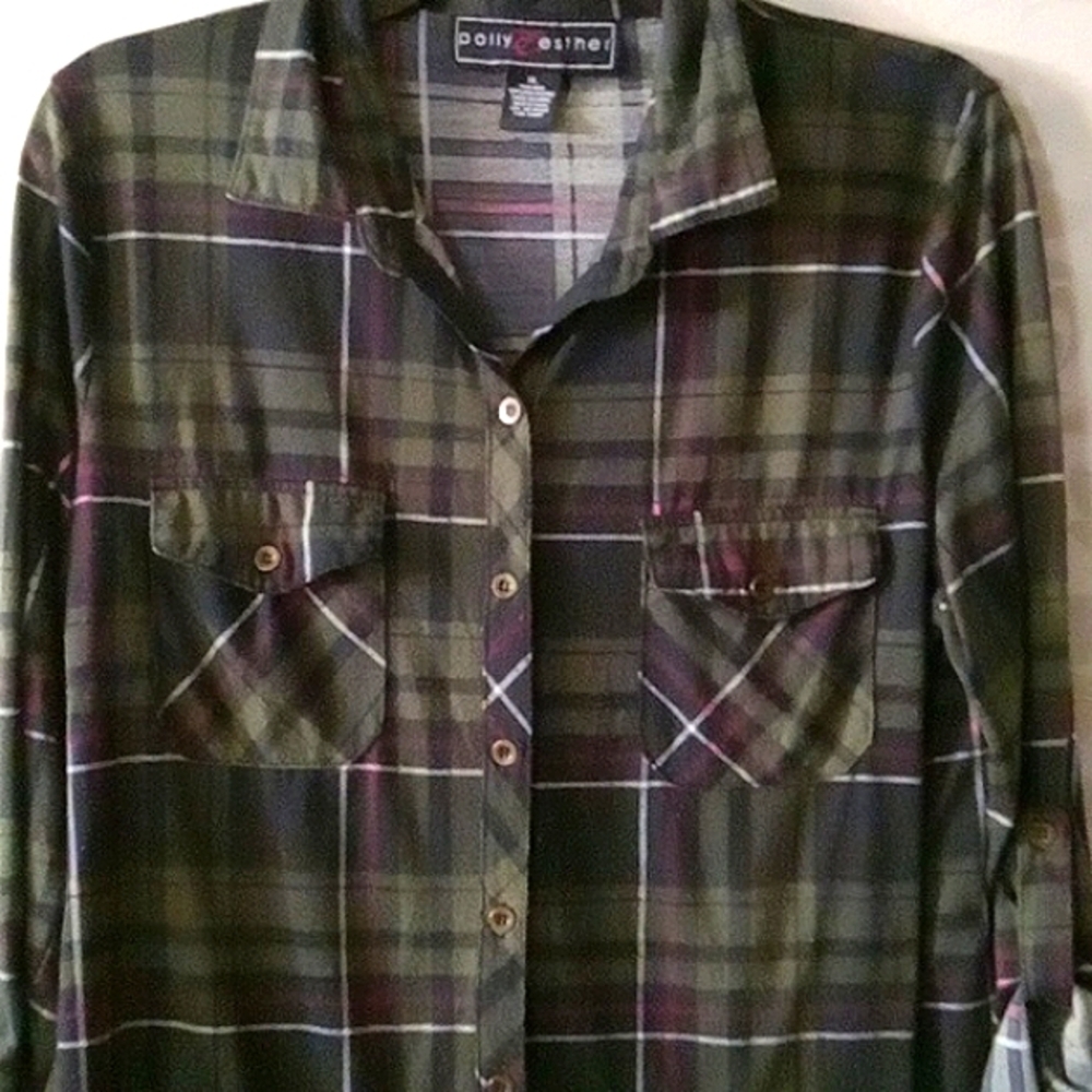 Pollyanna & Esther Plaid Button Down Shirt XL - Picture 2 of 4